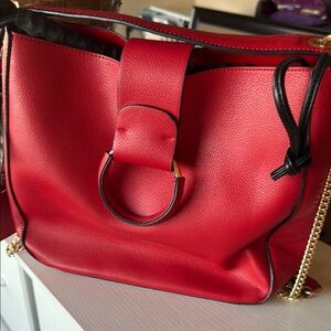 Red Leather Shoulder Bag